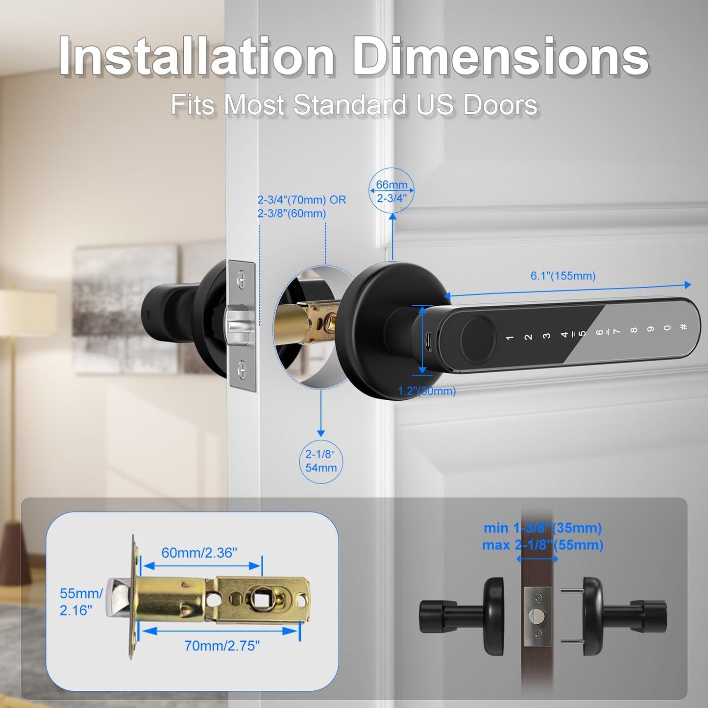 5-in-1 Smart Fingerprint Door Lock – Keyless Entry, Fast & Secure with App Control & Emergency Charging