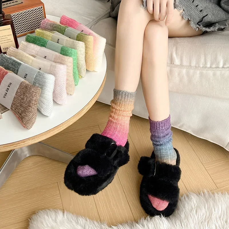 Cozy Gradient Wool-Cashmere Winter Socks for Women