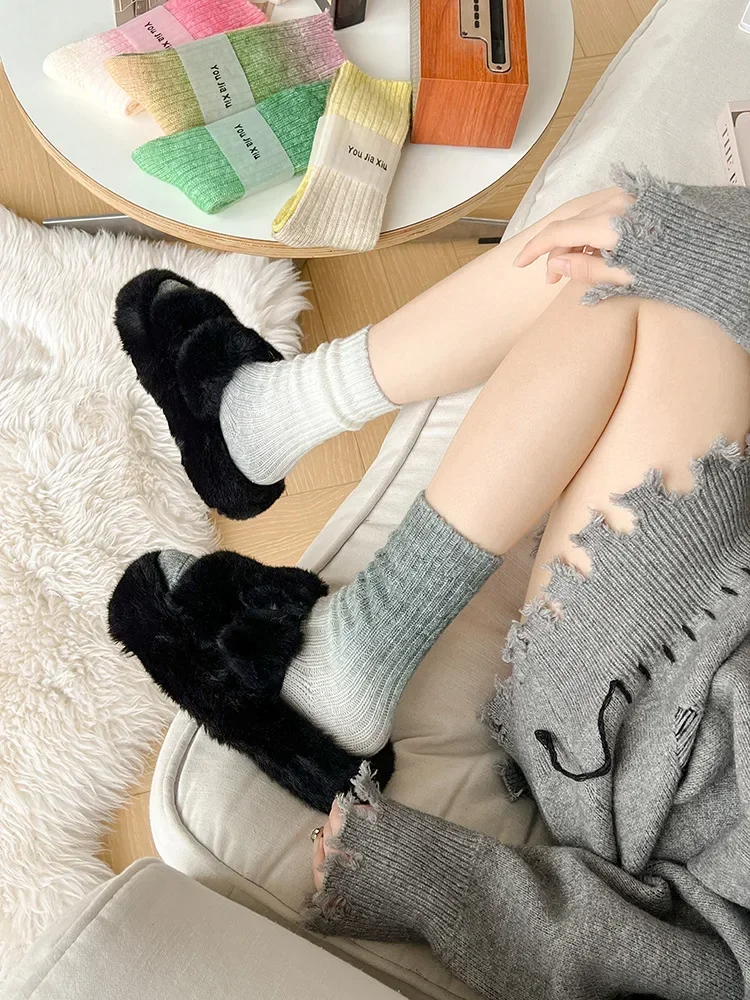 Cozy Gradient Wool-Cashmere Winter Socks for Women