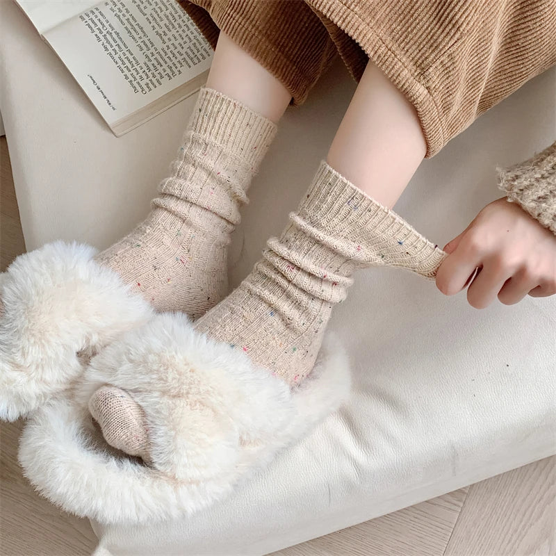 Trendy Japanese-Style Striped Wool Socks