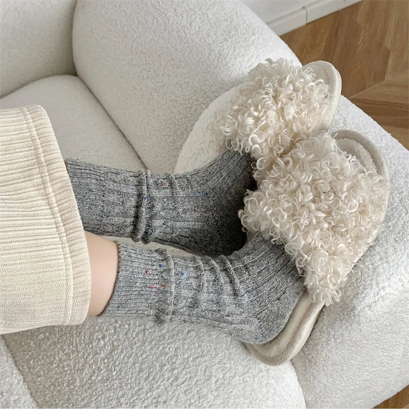 Trendy Japanese-Style Striped Wool Socks