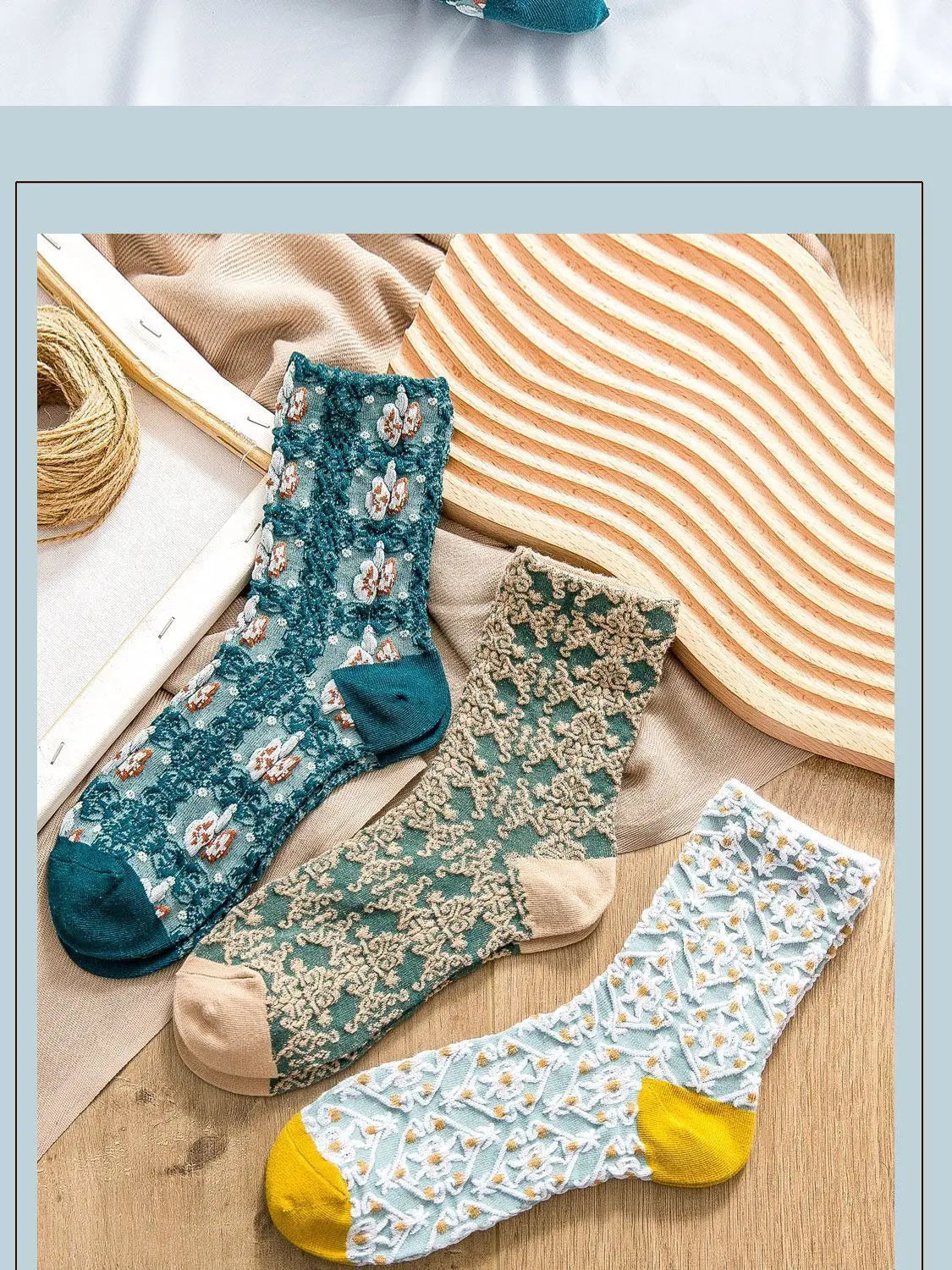 5 Pairs of Artistic Retro 3D Relief Socks – Floral &amp; Forest Style for Women