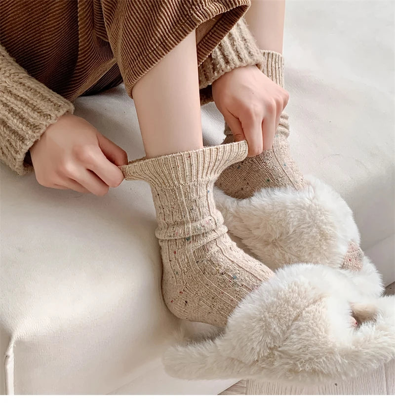 Trendy Japanese-Style Striped Wool Socks