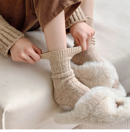 Trendy Japanese-Style Striped Wool Socks