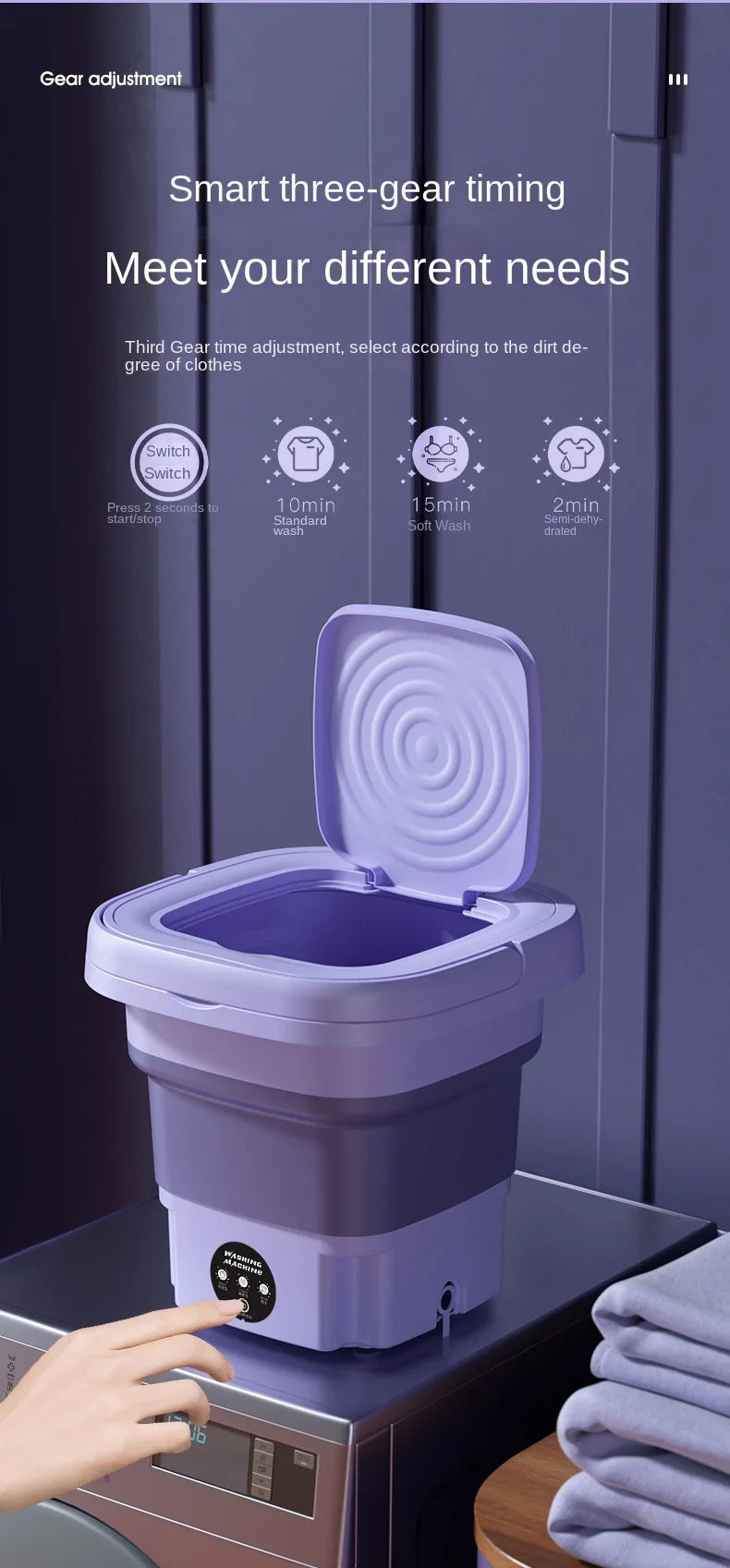 Smart Washer : Portable Foldable Washing & Drying Machine for Home, Travel & Dorms