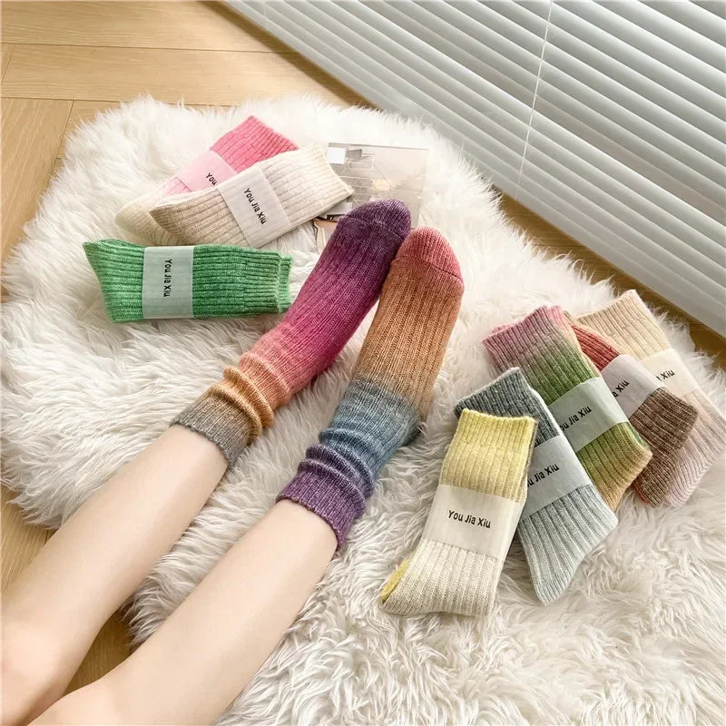 Cozy Gradient Wool-Cashmere Winter Socks for Women