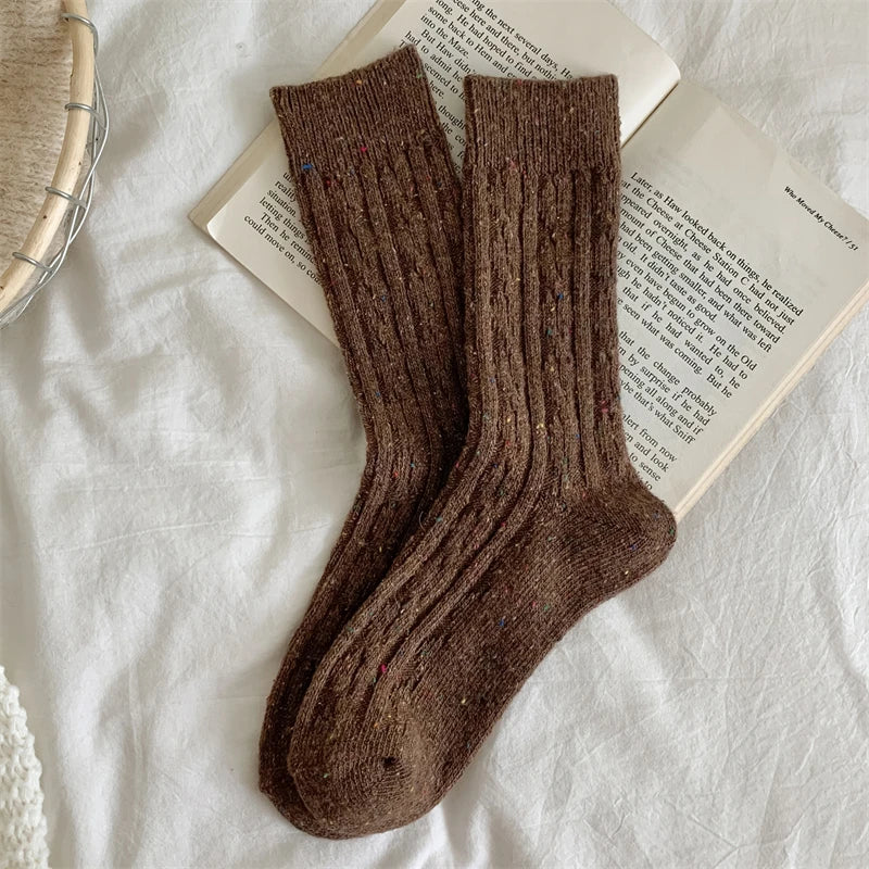 Trendy Japanese-Style Striped Wool Socks