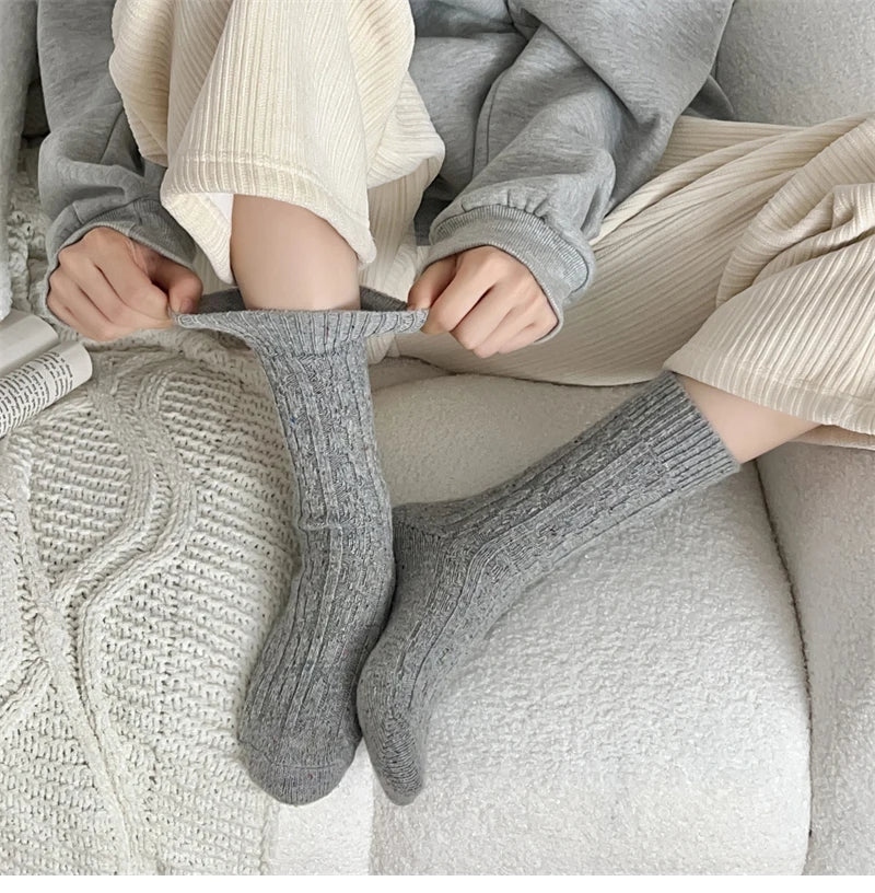 Trendy Japanese-Style Striped Wool Socks