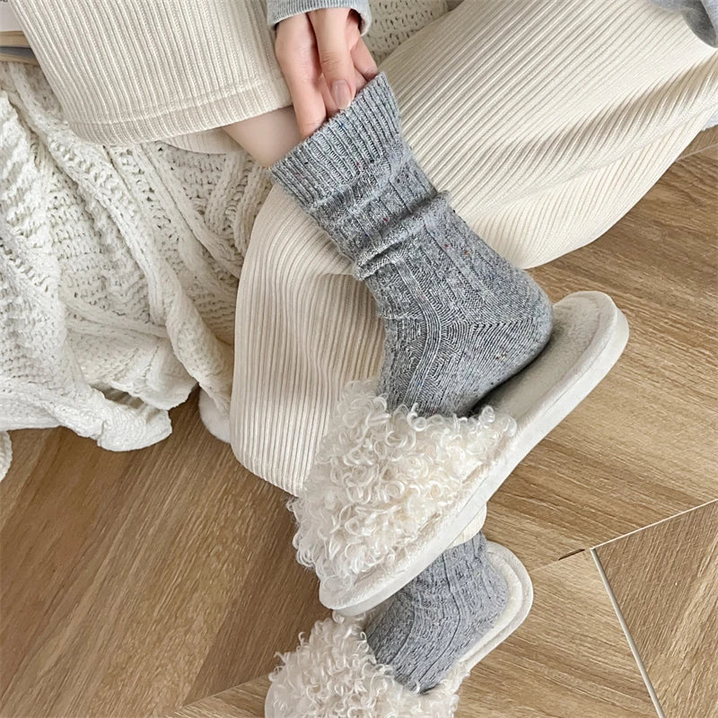 Trendy Japanese-Style Striped Wool Socks