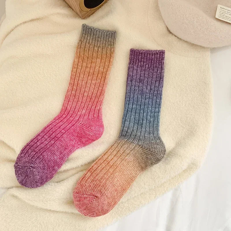 Cozy Gradient Wool-Cashmere Winter Socks for Women