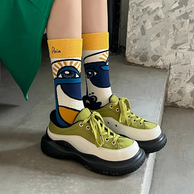 Trendy Graffiti Embroidered Couple Socks – Bold Fashion &amp; Comfort in Every Step!