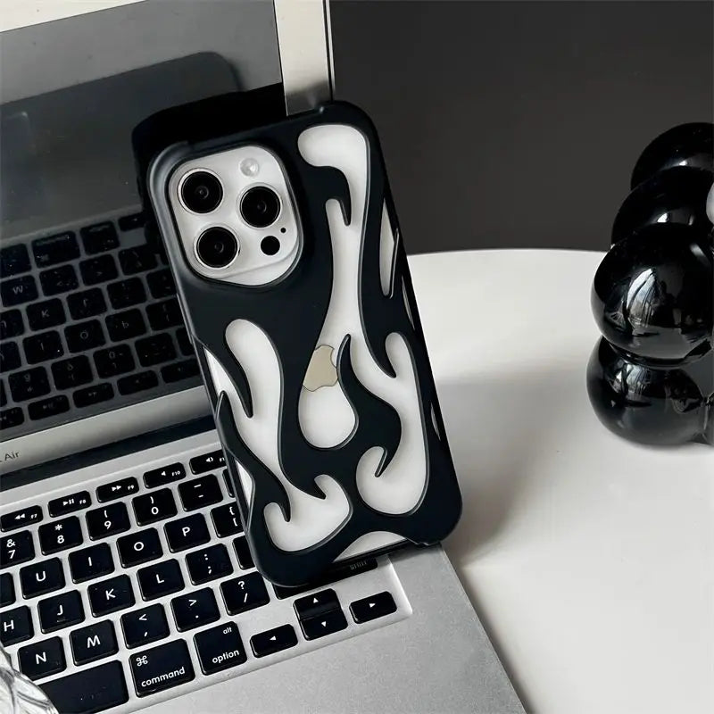 3D Flame Pattern Slim Shockproof Case for iPhone – Bold Protection!