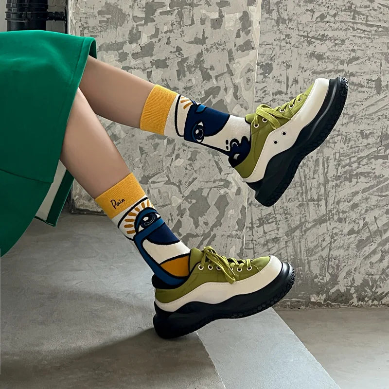 Trendy Graffiti Embroidered Couple Socks – Bold Fashion &amp; Comfort in Every Step!