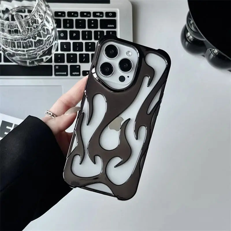 3D Flame Pattern Slim Shockproof Case for iPhone – Bold Protection!