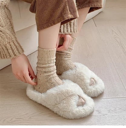 Trendy Japanese-Style Striped Wool Socks