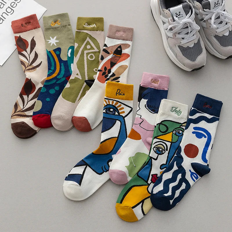 Trendy Graffiti Embroidered Couple Socks – Bold Fashion &amp; Comfort in Every Step!