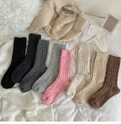 Trendy Japanese-Style Striped Wool Socks