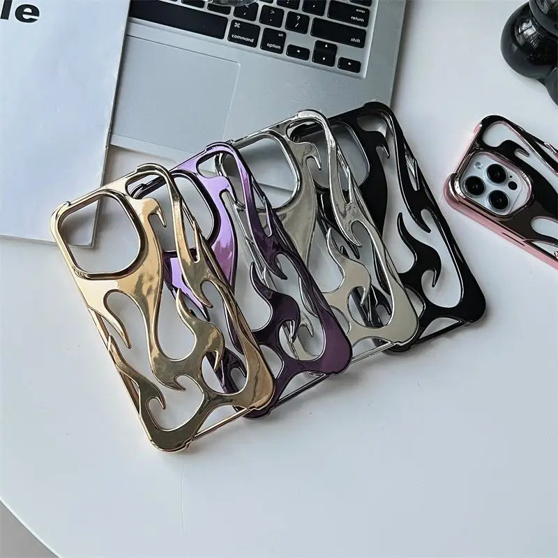 3D Flame Pattern Slim Shockproof Case for iPhone – Bold Protection!