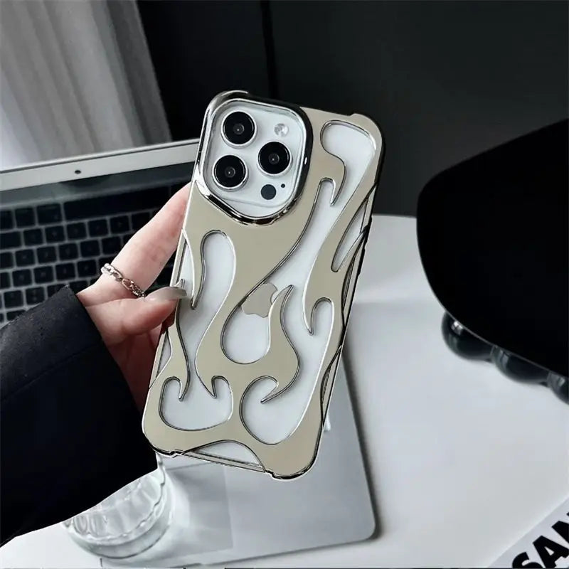 3D Flame Pattern Slim Shockproof Case for iPhone – Bold Protection!