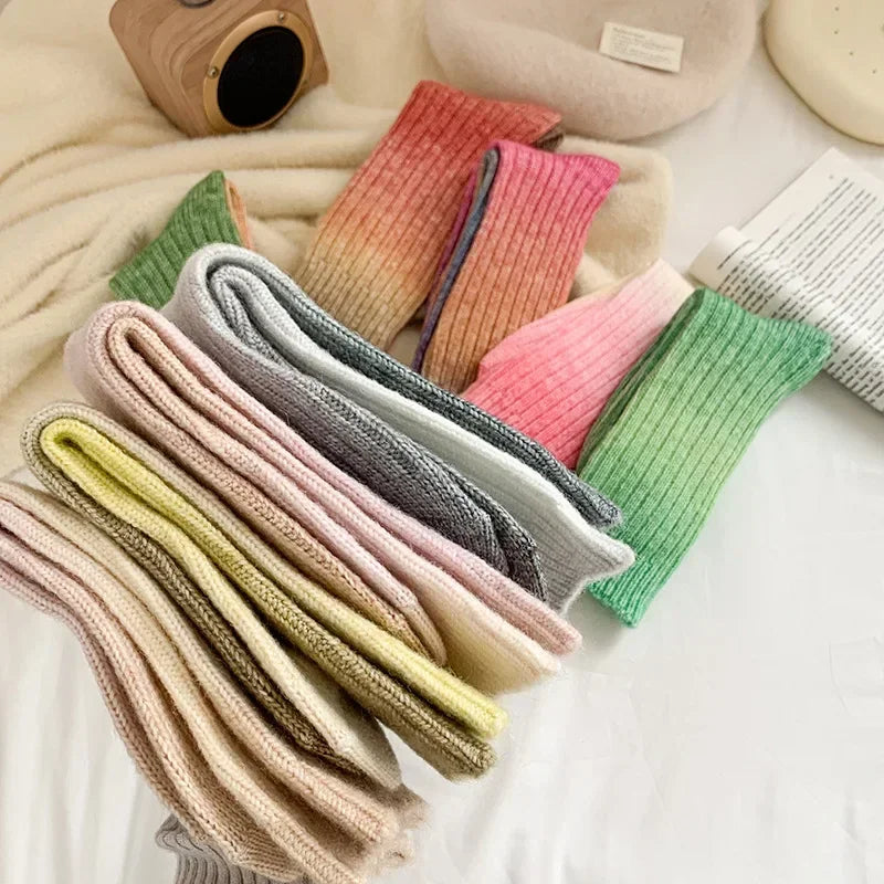 Cozy Gradient Wool-Cashmere Winter Socks for Women