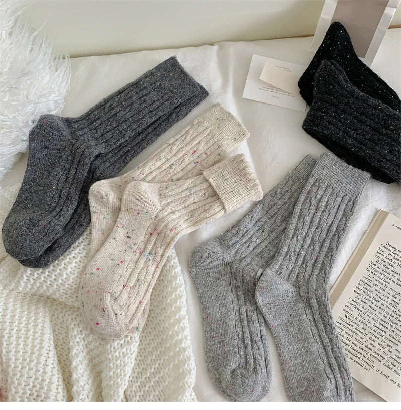 Trendy Japanese-Style Striped Wool Socks