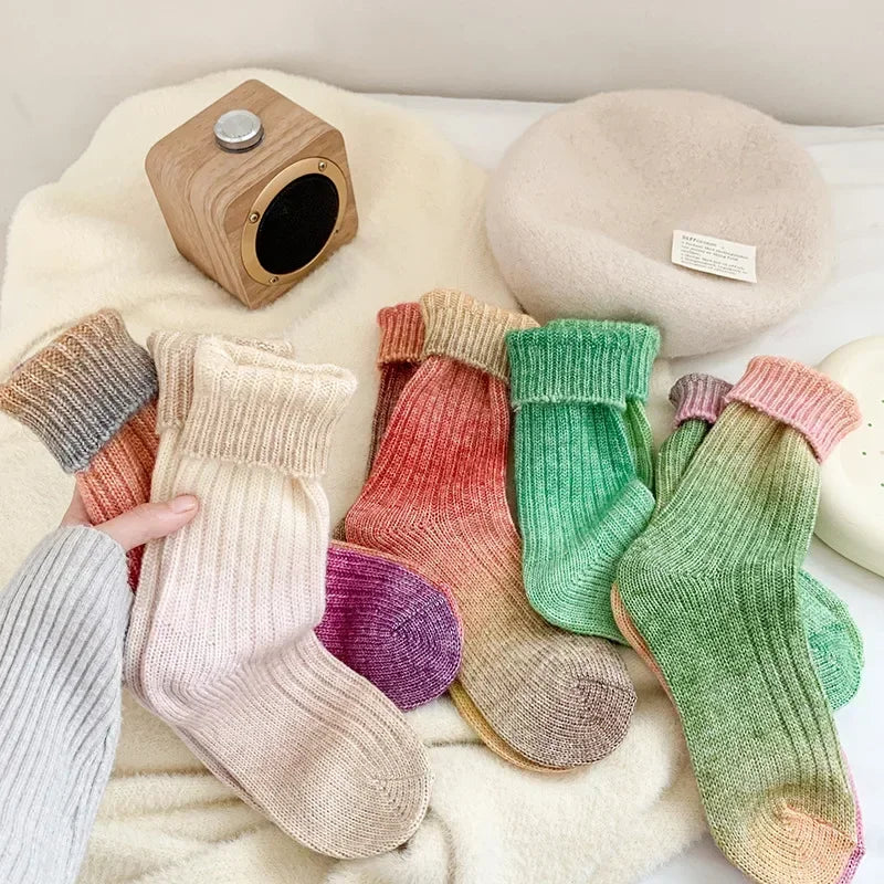 Cozy Gradient Wool-Cashmere Winter Socks for Women