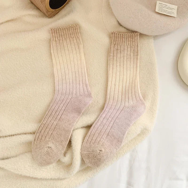 Cozy Gradient Wool-Cashmere Winter Socks for Women