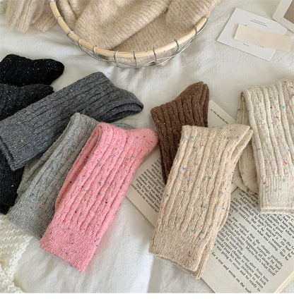 Trendy Japanese-Style Striped Wool Socks