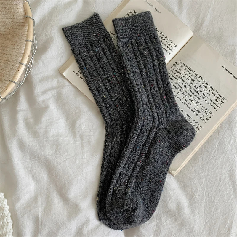 Trendy Japanese-Style Striped Wool Socks